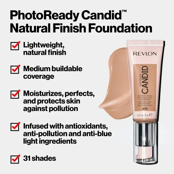 🆕 Revlon PhotoReady Candid Natural Finish Anti-Pollution Foundation, various - Picture 2 of 4